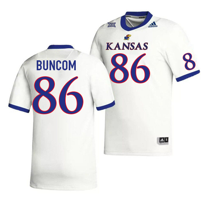 Men #86 Surahz Buncom Kansas Jayhawks College Football Jerseys Stitched Sale-White